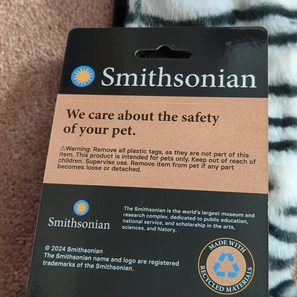 Smithsonian Black and White Longamals Dog Toy